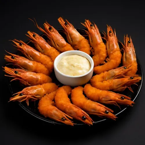 Platou creveți Tempura cu sos